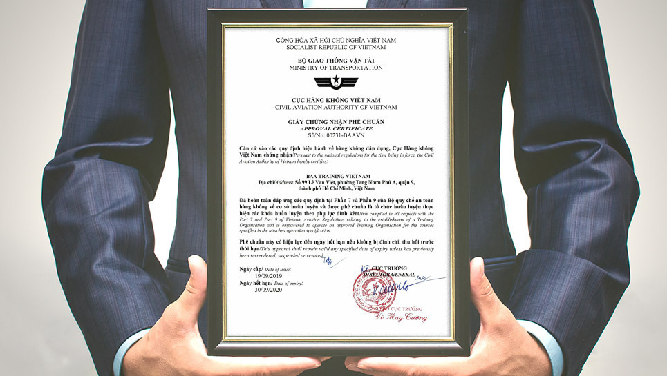 BAA Training Vietnam certificate